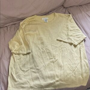 Vintage Yarnworks Gold Sweater Womens X-large Metallic Short Sleeve Pullover